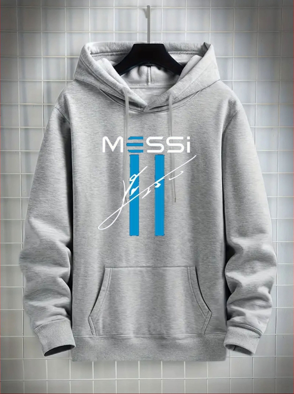 Muški fleksi hoodie s kapuljom i natpisom, slobodan kroj, poliester 91–95%.