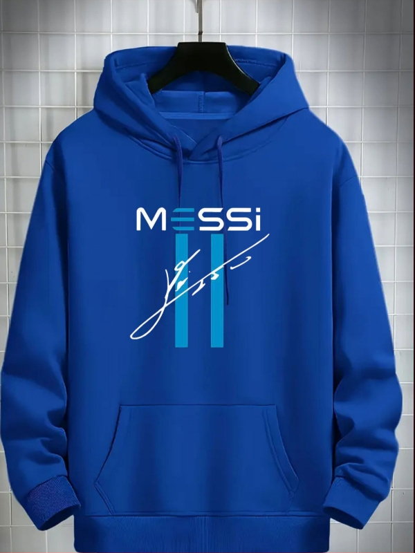 Muški fleksi hoodie s kapuljom i natpisom, slobodan kroj, poliester 91–95%.