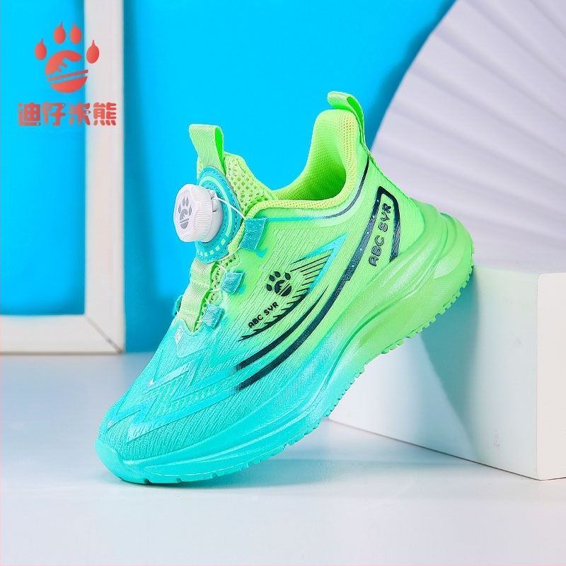 Bērnu tīkla sporta apavi ar svītrainu rakstu, elpojošs augšējais, EVA zole, rotējošais aizvērums