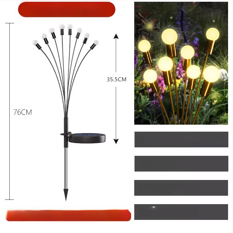 LED saules dārza gaismu virtene, ziedu formā, IP65 ūdensizturīgs, saules enerģijas padeve, pogu vadība, ieejas spriegums ≤36