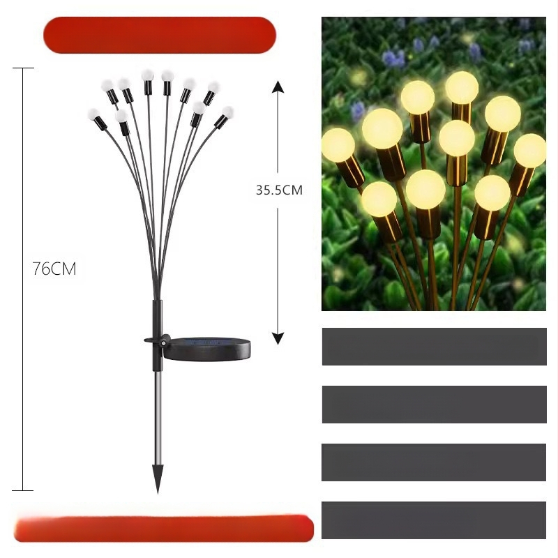 LED saules dārza gaismu virtene, ziedu formā, IP65 ūdensizturīgs, saules enerģijas padeve, pogu vadība, ieejas spriegums ≤36