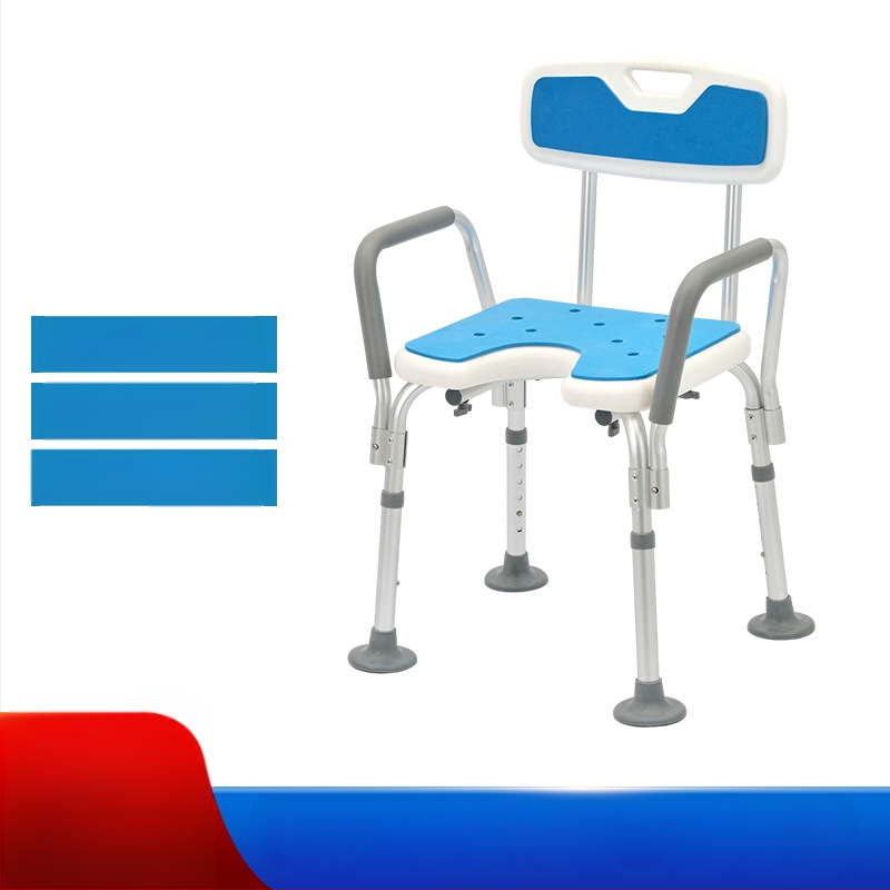 Idős személyeknek szánt alumínium ötvözetű fürdőszék, csúszásmentes zuhanyzó szék, EVA párnázás, teherbírás 100 kg, modell YK-Y07