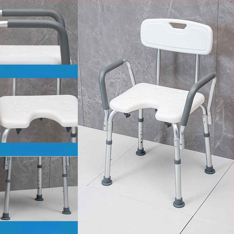 Idős személyeknek szánt alumínium ötvözetű fürdőszék, csúszásmentes zuhanyzó szék, EVA párnázás, teherbírás 100 kg, modell YK-Y07