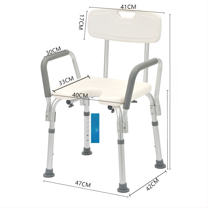 Idős személyeknek szánt alumínium ötvözetű fürdőszék, csúszásmentes zuhanyzó szék, EVA párnázás, teherbírás 100 kg, modell YK-Y07