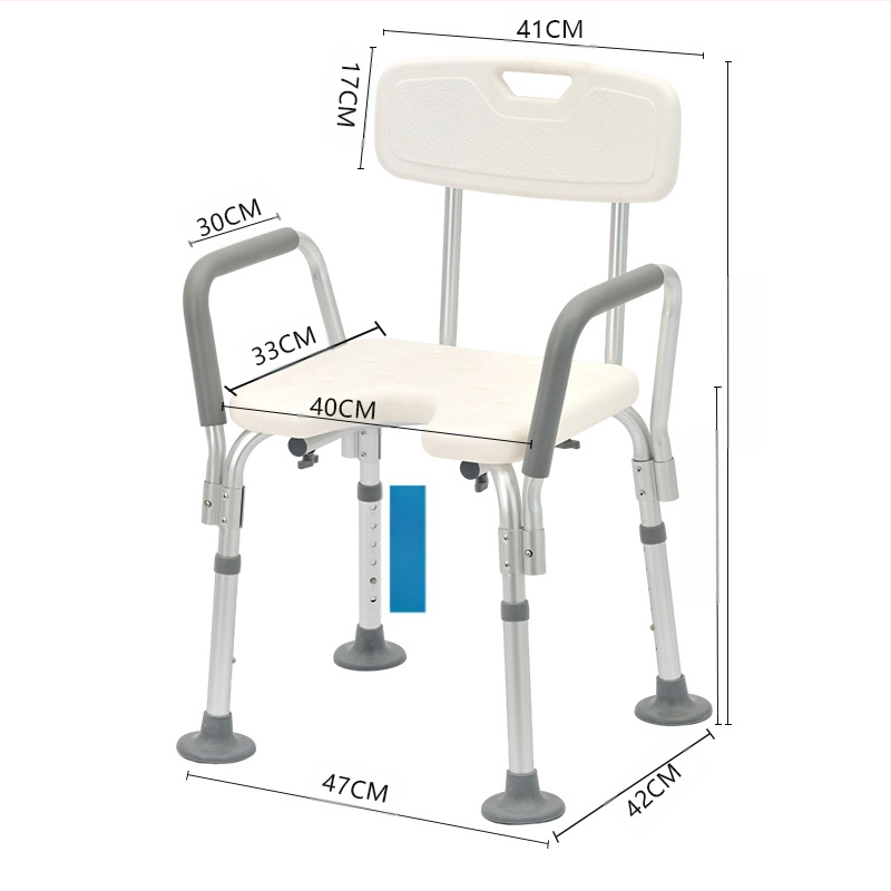 Idős személyeknek szánt alumínium ötvözetű fürdőszék, csúszásmentes zuhanyzó szék, EVA párnázás, teherbírás 100 kg, modell YK-Y07