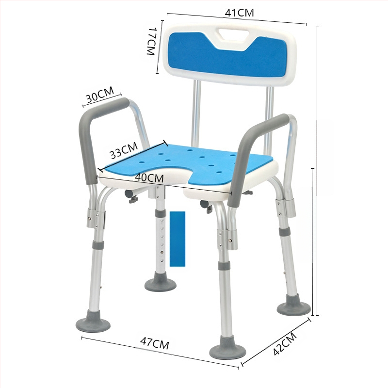 Idős személyeknek szánt alumínium ötvözetű fürdőszék, csúszásmentes zuhanyzó szék, EVA párnázás, teherbírás 100 kg, modell YK-Y07