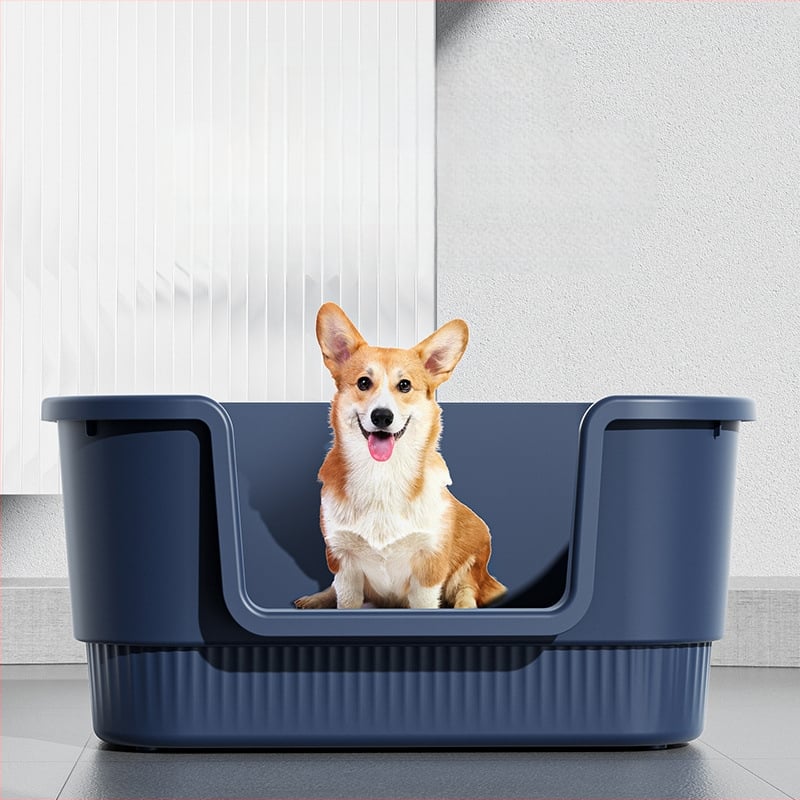 Suņa tualete vannas stilā ar dzelzs režģi, pret šļakatām, viegli tīrāma, viengabala dizains