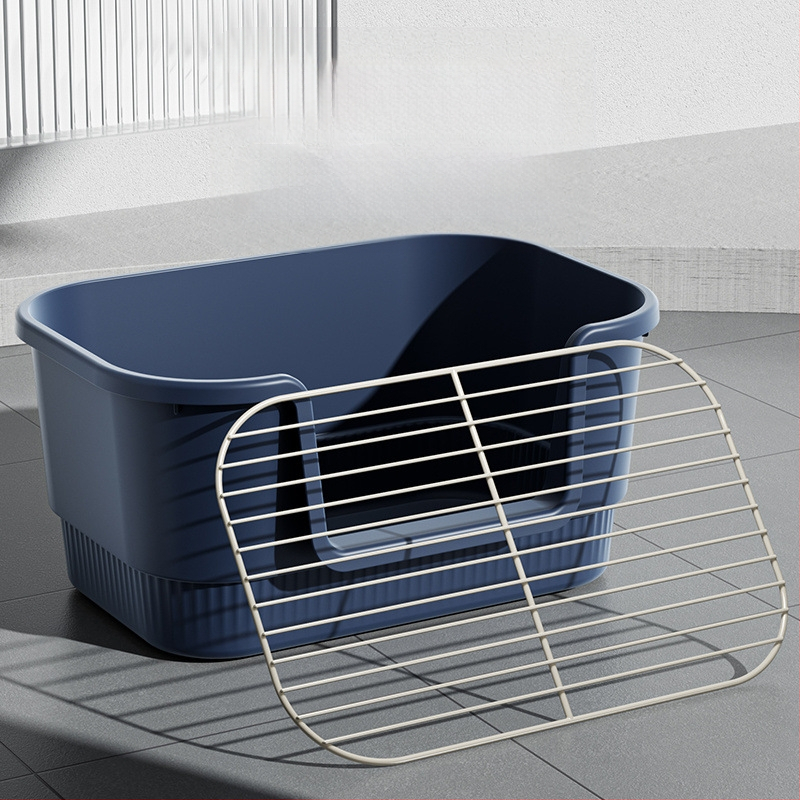 Suņa tualete vannas stilā ar dzelzs režģi, pret šļakatām, viegli tīrāma, viengabala dizains