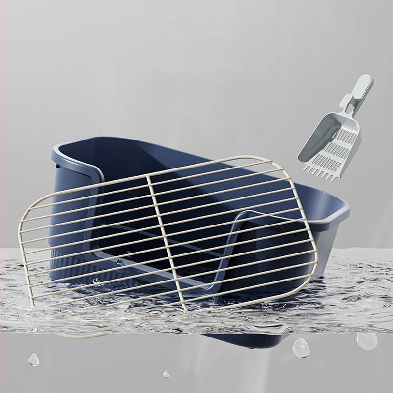 Suņa tualete vannas stilā ar dzelzs režģi, pret šļakatām, viegli tīrāma, viengabala dizains