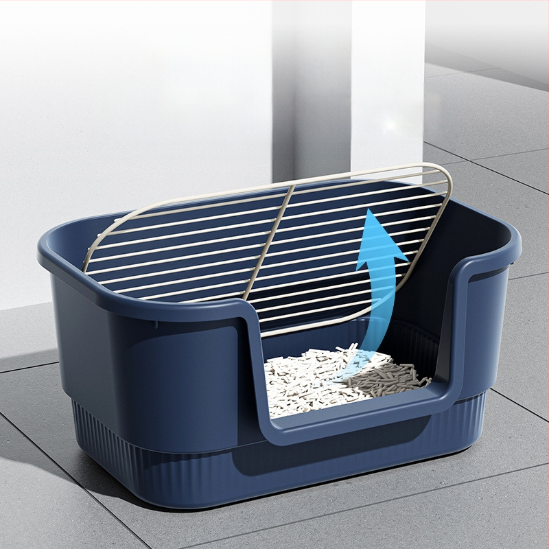 Suņa tualete vannas stilā ar dzelzs režģi, pret šļakatām, viegli tīrāma, viengabala dizains