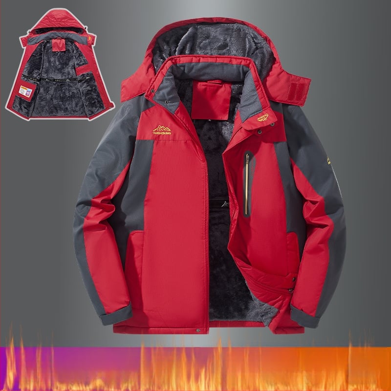 Férfi pamut dzseki kapucnival, fleece béléssel, levehető gallérral, oldalzsebekkel, testhezálló fazon