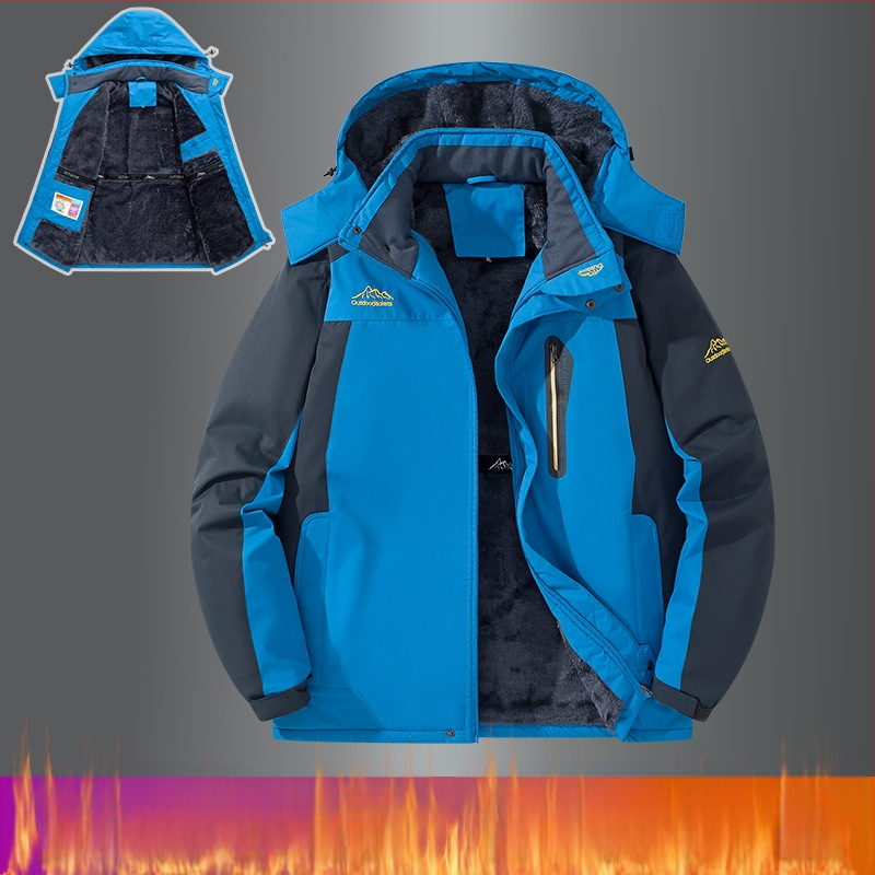 Férfi pamut dzseki kapucnival, fleece béléssel, levehető gallérral, oldalzsebekkel, testhezálló fazon