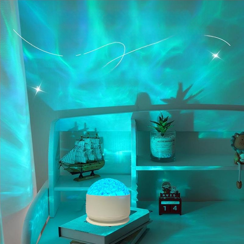 Žvaigždėtos nakties projekcinė lemputė su dinaminėmis šiaurės pašvaisėmis – vandens rašto atmosferinė lemputė poroms, sieninis montavimas, AC maitinimas