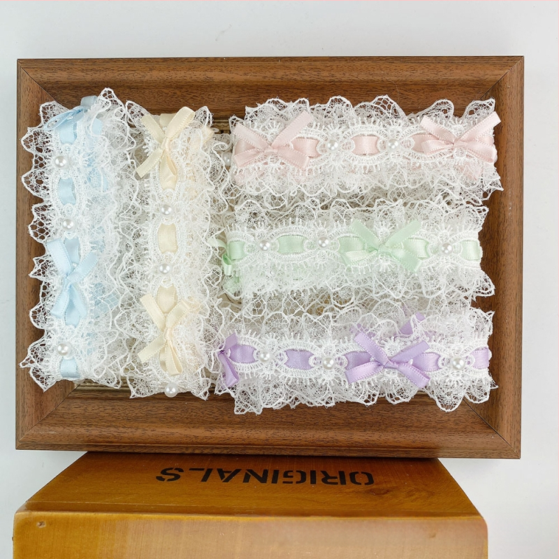 Полиестерна дантела с мъниста и бант за облекло, завеси и занаяти