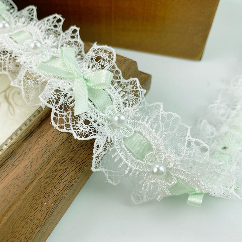 Полиестерна дантела с мъниста и бант за облекло, завеси и занаяти