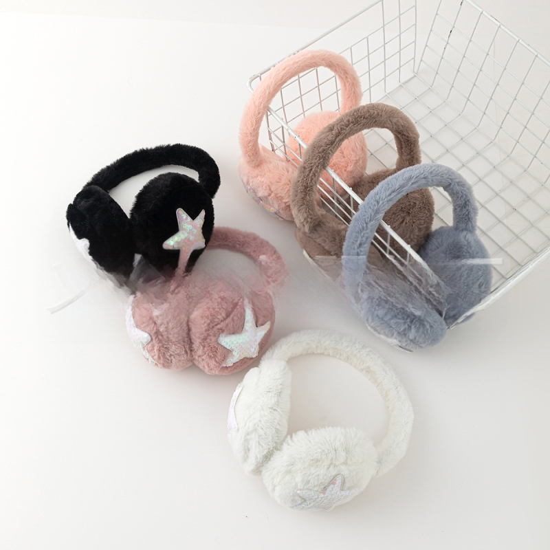 Ötágú csillagos plüss fülvédő, téli meleg, szélálló, összecsukható, poliészter