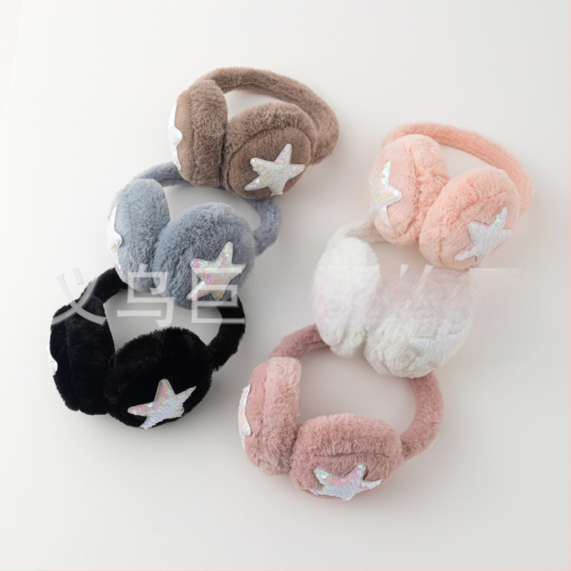 Ötágú csillagos plüss fülvédő, téli meleg, szélálló, összecsukható, poliészter