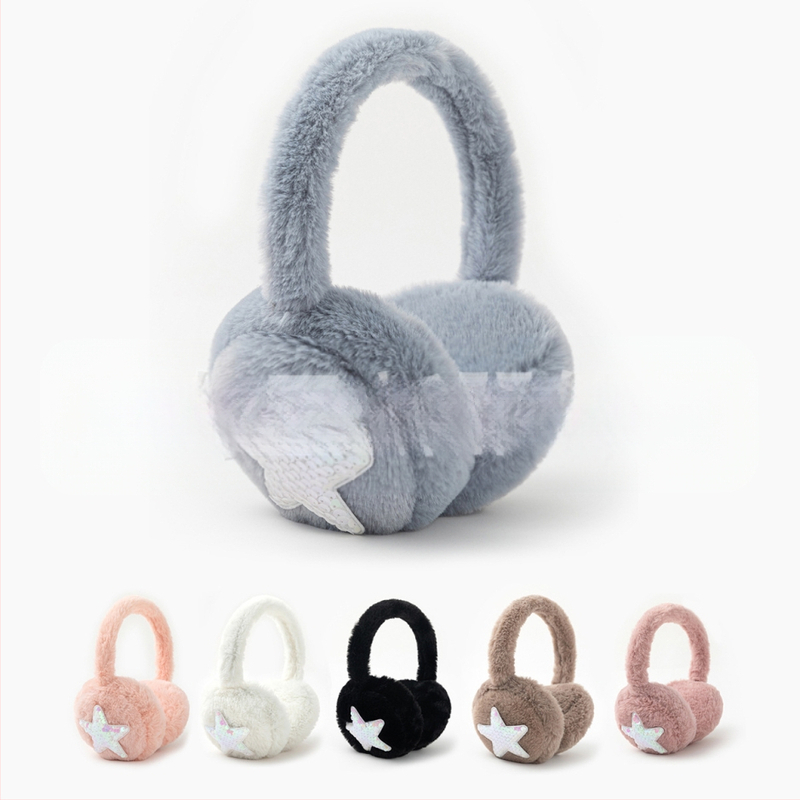 Ötágú csillagos plüss fülvédő, téli meleg, szélálló, összecsukható, poliészter