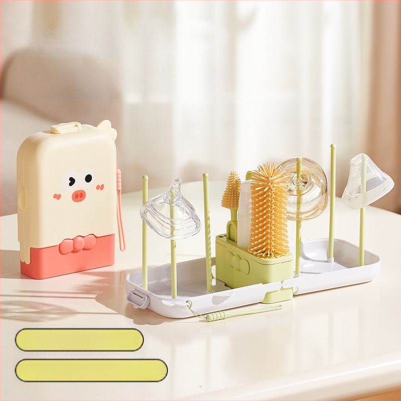 Portatīvs pudelīšu suka komplekts – bērnu pudelīšu tīrīšanas komplekts ar sūkšanas cauruli un daudzfunkcionālo krūzīšu suku | Preces kods: p8xcDJKx • Iepakojums: krāsaina kaste • Ārējā eksporta ekskluzivitāte • Noliktavā