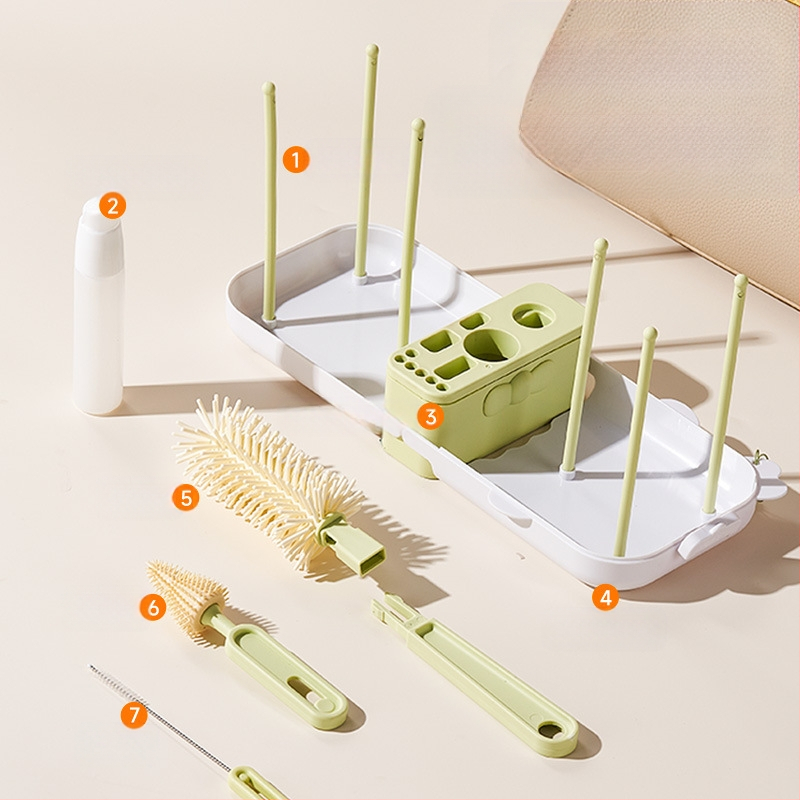 Portatīvs pudelīšu suka komplekts – bērnu pudelīšu tīrīšanas komplekts ar sūkšanas cauruli un daudzfunkcionālo krūzīšu suku | Preces kods: p8xcDJKx • Iepakojums: krāsaina kaste • Ārējā eksporta ekskluzivitāte • Noliktavā