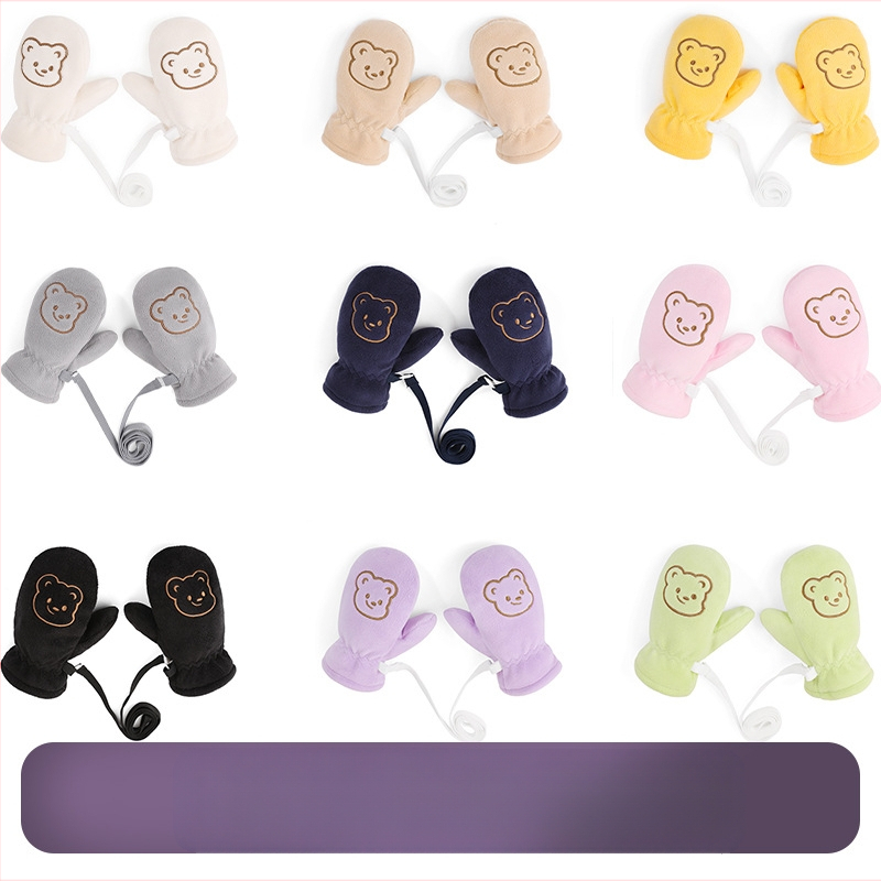 Bērnu slēpošanas cimdi no fleece materiāla, karikatūras dizains, pretslīdēšana, ziema/rudens