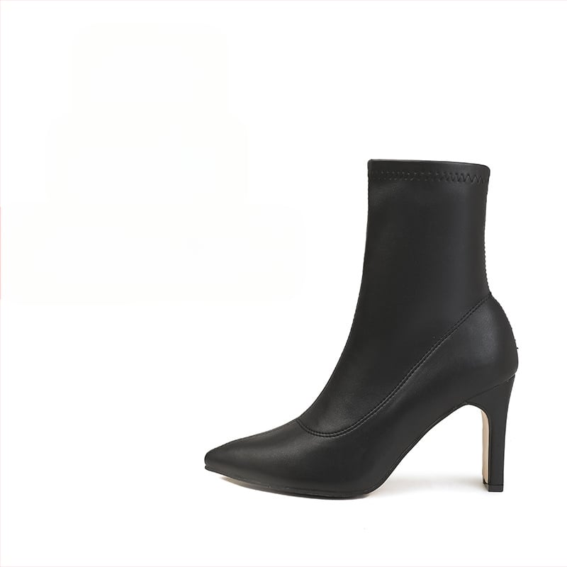 Μποτάκια Martin για γυναίκες με μυτερό δάκτυλο, μεσαίου ύψους χοντρό τακούνι (3–5 cm), πάνω μέρος από μικροϊνες, σόλα από καουτσούκ, πλαϊνό φερμουάρ