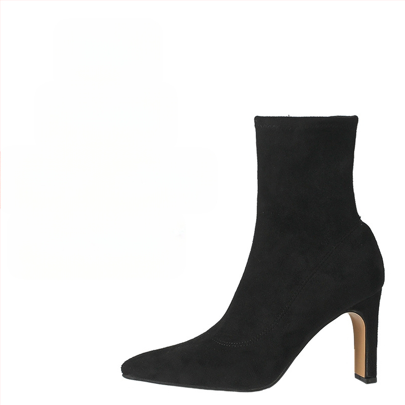 Μποτάκια Martin για γυναίκες με μυτερό δάκτυλο, μεσαίου ύψους χοντρό τακούνι (3–5 cm), πάνω μέρος από μικροϊνες, σόλα από καουτσούκ, πλαϊνό φερμουάρ