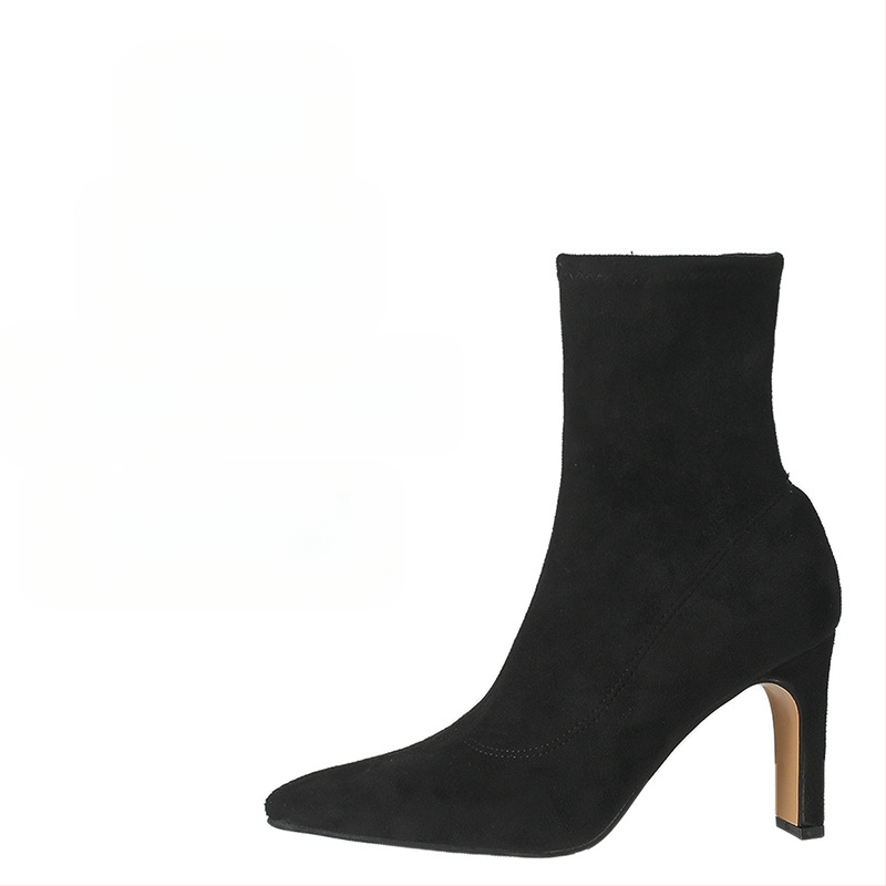 Μποτάκια Martin για γυναίκες με μυτερό δάκτυλο, μεσαίου ύψους χοντρό τακούνι (3–5 cm), πάνω μέρος από μικροϊνες, σόλα από καουτσούκ, πλαϊνό φερμουάρ