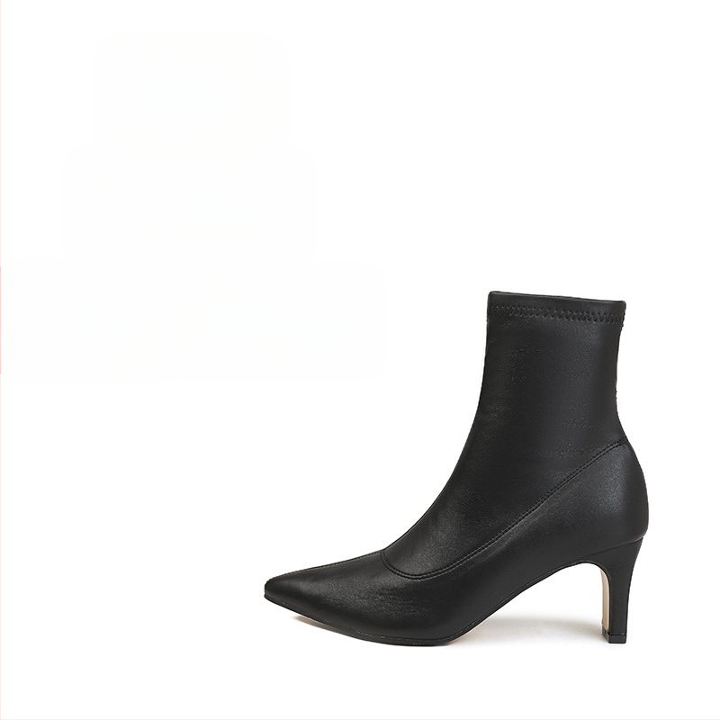 Μποτάκια Martin για γυναίκες με μυτερό δάκτυλο, μεσαίου ύψους χοντρό τακούνι (3–5 cm), πάνω μέρος από μικροϊνες, σόλα από καουτσούκ, πλαϊνό φερμουάρ