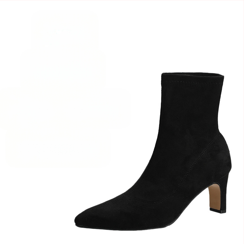 Μποτάκια Martin για γυναίκες με μυτερό δάκτυλο, μεσαίου ύψους χοντρό τακούνι (3–5 cm), πάνω μέρος από μικροϊνες, σόλα από καουτσούκ, πλαϊνό φερμουάρ