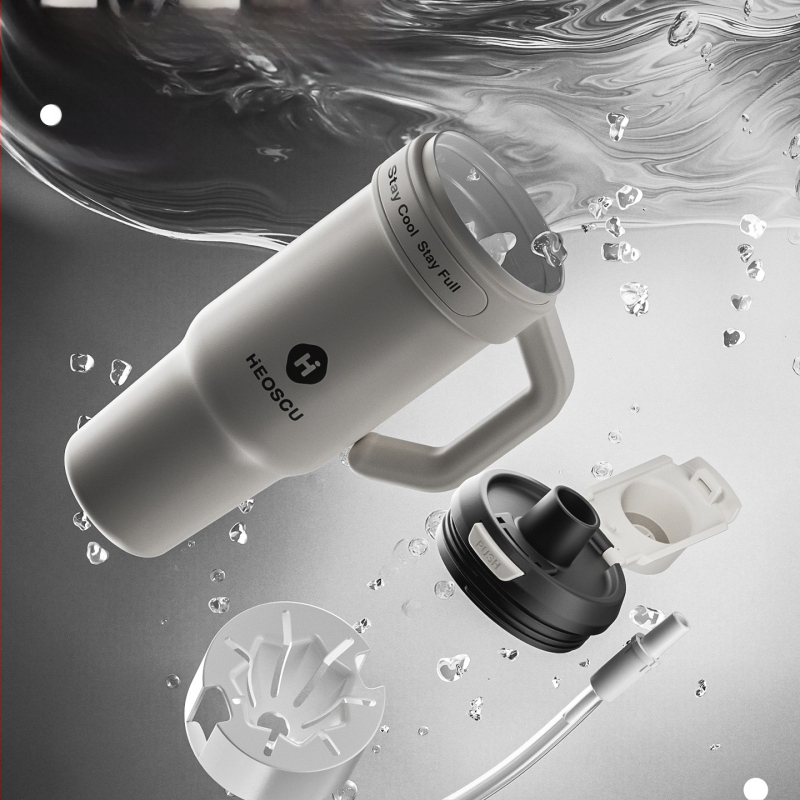 Universāla dzērienu krūze ar salmiņu, tējas sietu un ledus krūzes dizainu pieaugušajiem