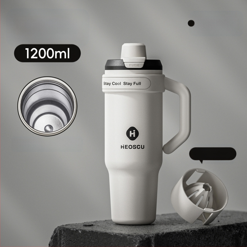 Universāla dzērienu krūze ar salmiņu, tējas sietu un ledus krūzes dizainu pieaugušajiem