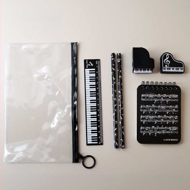 Комплект калъф за моливи с музикални нотки – креативен комплект за ученици от началното училище, вдъхновен от пиано партитура (Марка: Other; Модел: w683421023308; Подарък: Не; IP лиценз: Не)