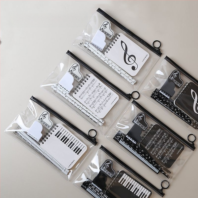 Комплект калъф за моливи с музикални нотки – креативен комплект за ученици от началното училище, вдъхновен от пиано партитура (Марка: Other; Модел: w683421023308; Подарък: Не; IP лиценз: Не)