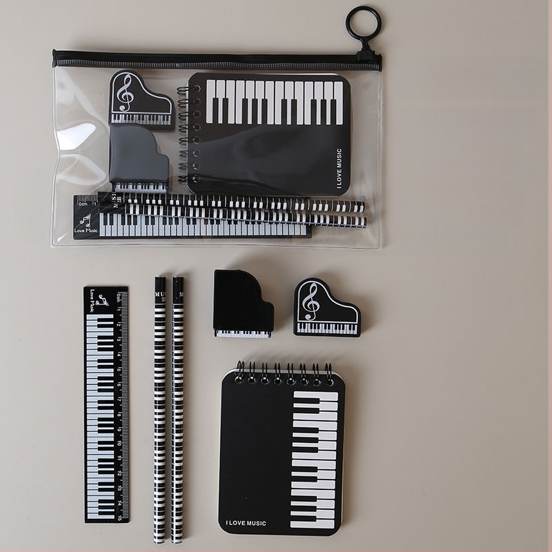 Комплект калъф за моливи с музикални нотки – креативен комплект за ученици от началното училище, вдъхновен от пиано партитура (Марка: Other; Модел: w683421023308; Подарък: Не; IP лиценз: Не)