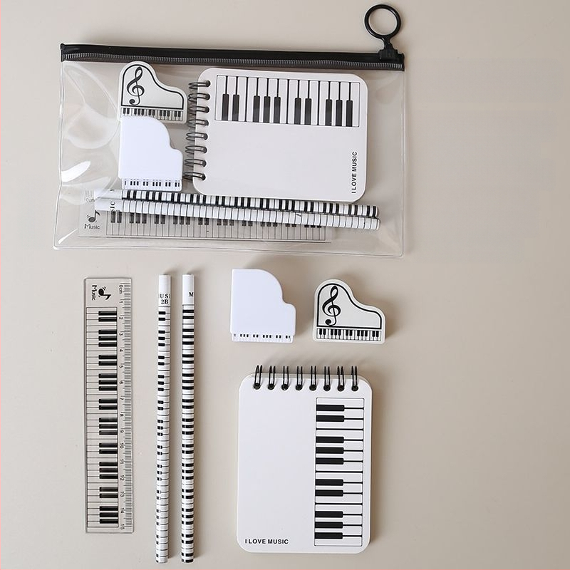 Комплект калъф за моливи с музикални нотки – креативен комплект за ученици от началното училище, вдъхновен от пиано партитура (Марка: Other; Модел: w683421023308; Подарък: Не; IP лиценз: Не)