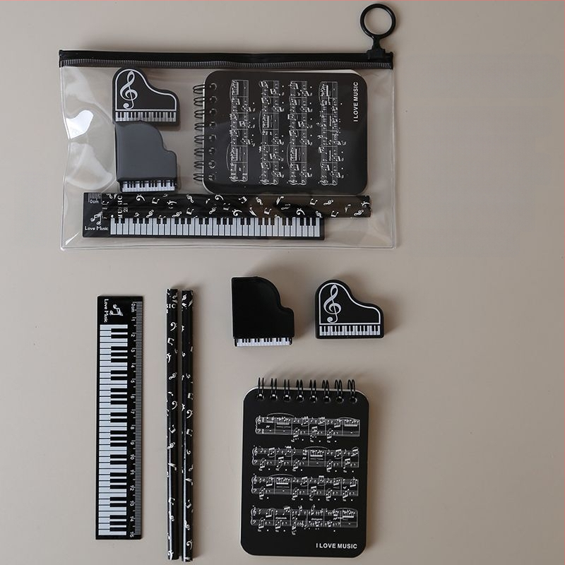 Комплект калъф за моливи с музикални нотки – креативен комплект за ученици от началното училище, вдъхновен от пиано партитура (Марка: Other; Модел: w683421023308; Подарък: Не; IP лиценз: Не)