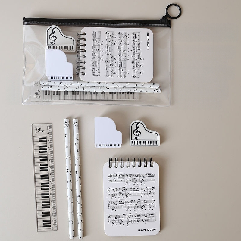 Комплект калъф за моливи с музикални нотки – креативен комплект за ученици от началното училище, вдъхновен от пиано партитура (Марка: Other; Модел: w683421023308; Подарък: Не; IP лиценз: Не)