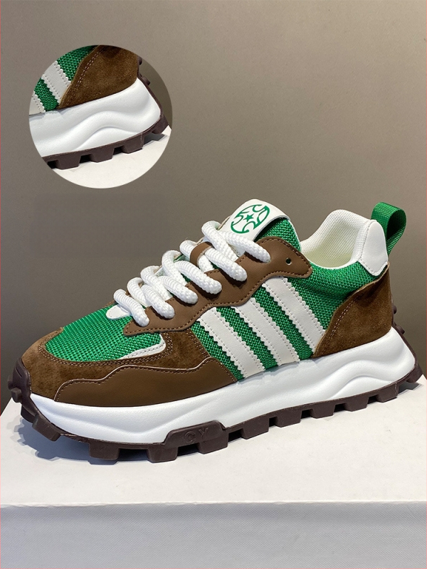 Unisex kasdieniai tinkliniai sportbačiai su mišriomis medžiagomis, apvali nosis, raišteliai, plokščias gumos putų padas