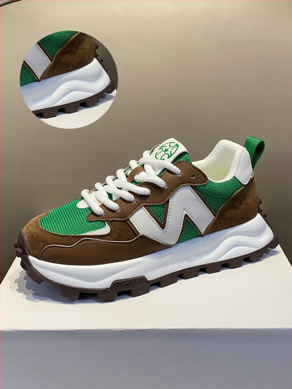 Unisex kasdieniai tinkliniai sportbačiai su mišriomis medžiagomis, apvali nosis, raišteliai, plokščias gumos putų padas