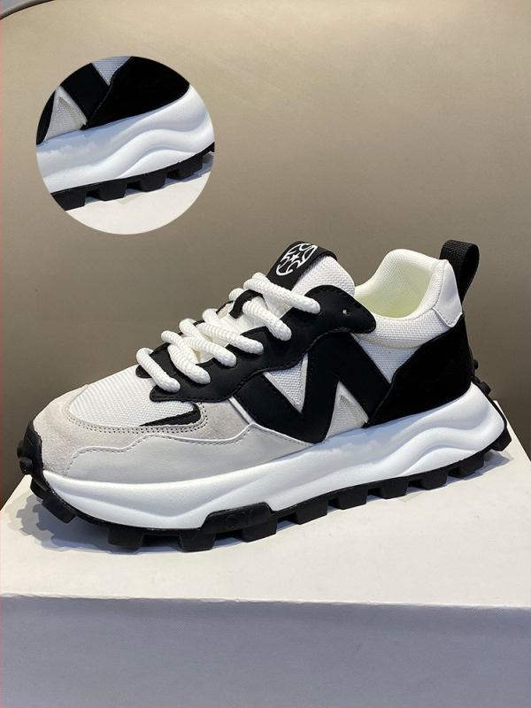 Unisex kasdieniai tinkliniai sportbačiai su mišriomis medžiagomis, apvali nosis, raišteliai, plokščias gumos putų padas