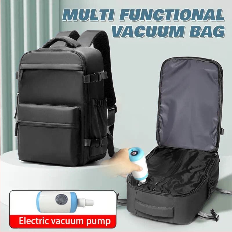 Unisex mugursoma ar vakuuma kompresiju, biznesa ceļojumiem; tilpums 36–55 l; Oxford audums; ūdensizturīgs; der pie 16 collu klēpjdatora