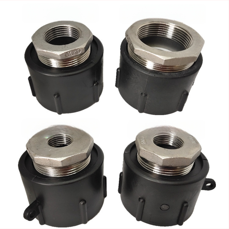 IBC tvertnes adapteris — 2 collas vītne uz 1 collas iekšējās vītnes, plastmasas savienotājs