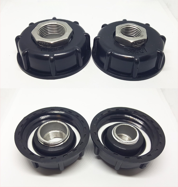 IBC tvertnes adapteris — 2 collas vītne uz 1 collas iekšējās vītnes, plastmasas savienotājs