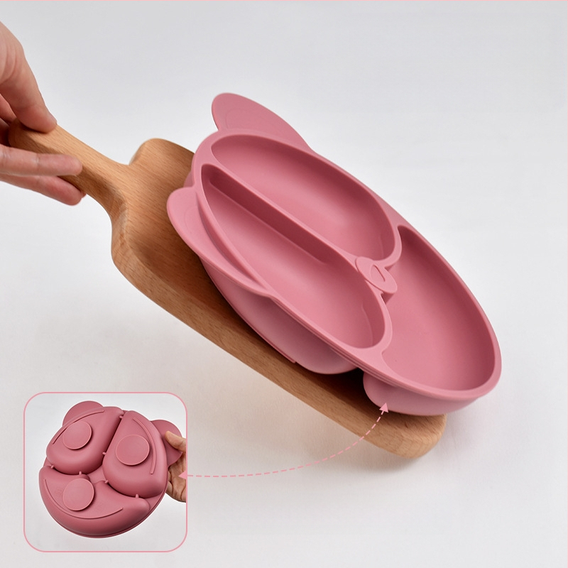 Mate Seal πιάτο από σιλικόνη για παιδιά, πιάτο με θήκες σε σχέδιο αρκούδας, κατάλληλο για τρόφιμα, από 6 μηνών