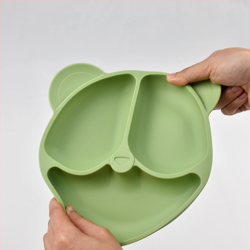 Mate Seal πιάτο από σιλικόνη για παιδιά, πιάτο με θήκες σε σχέδιο αρκούδας, κατάλληλο για τρόφιμα, από 6 μηνών