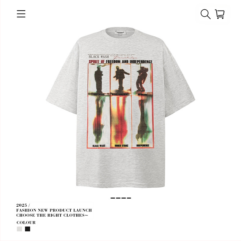 Vintage udobna muška majica, ulični stil, okrugli izrez, kratke rukave, mercerisirana pamuk 96%+