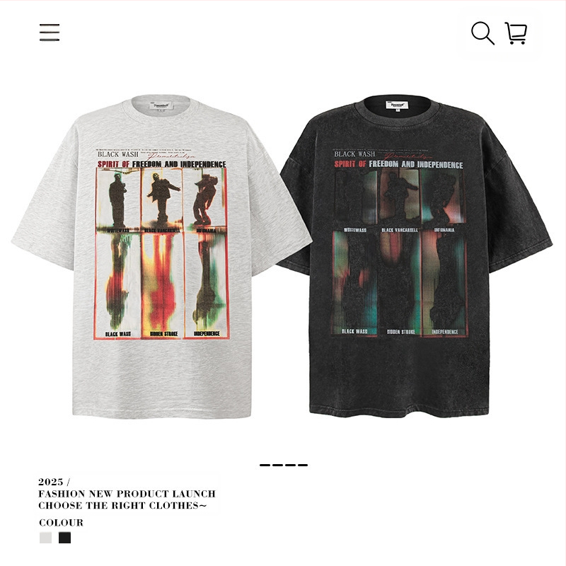 Vintage udobna muška majica, ulični stil, okrugli izrez, kratke rukave, mercerisirana pamuk 96%+