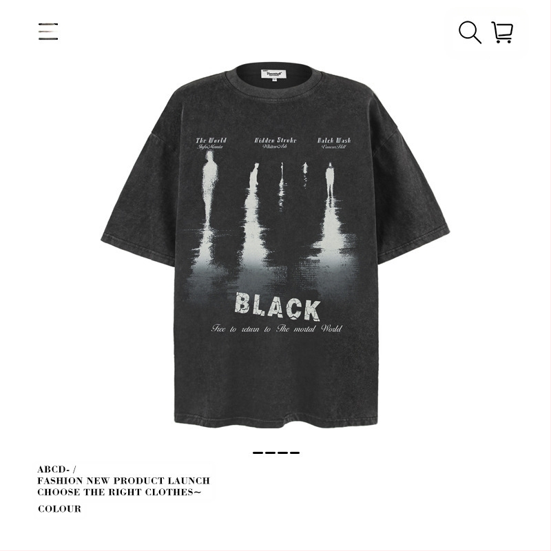 Vintage udobna muška majica, ulični stil, okrugli izrez, kratke rukave, mercerisirana pamuk 96%+