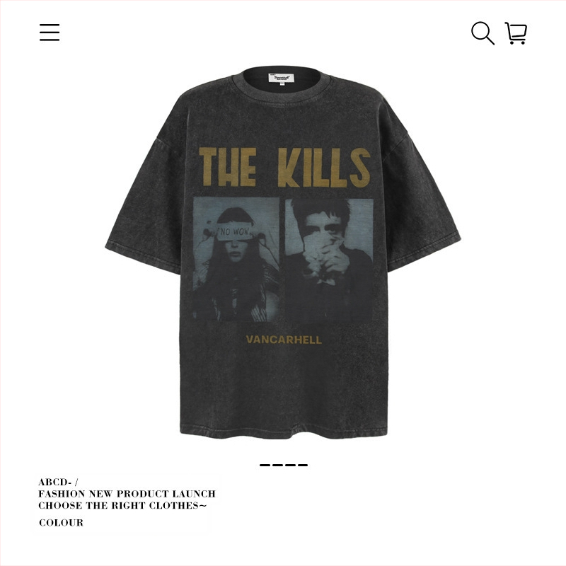 Vintage udobna muška majica, ulični stil, okrugli izrez, kratke rukave, mercerisirana pamuk 96%+